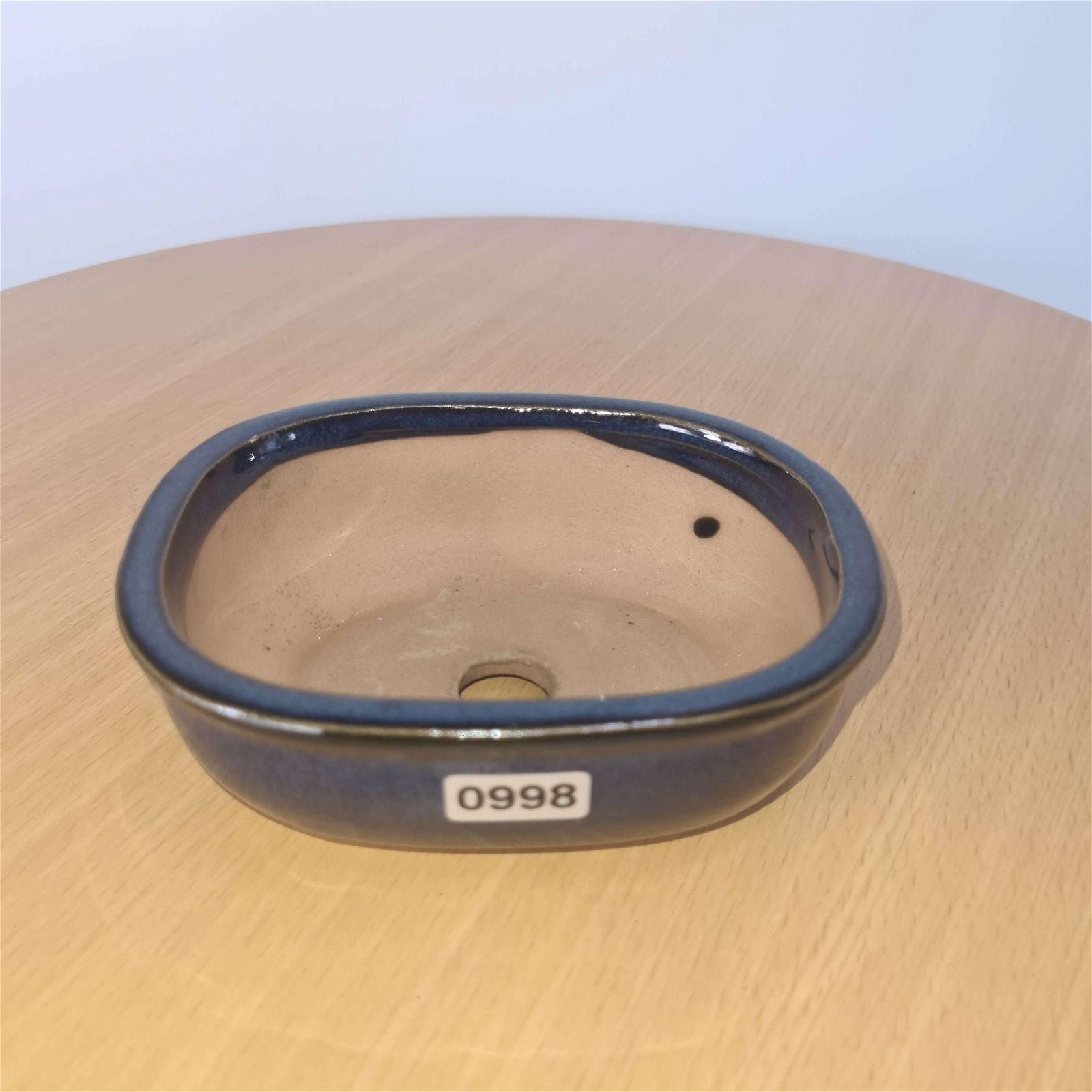 12cm Glazed Bonsai Pot | Oval | 12cm x 10cm x 5cm | Blue