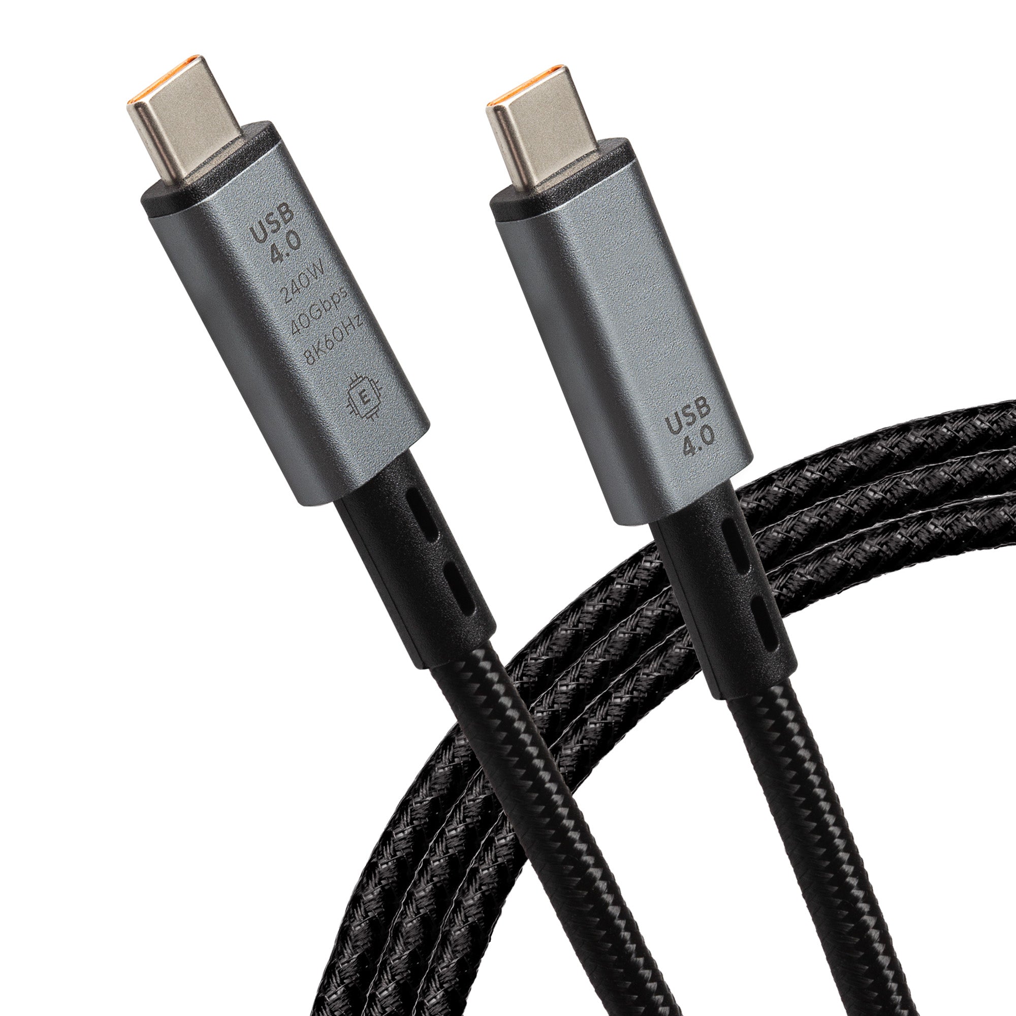 Maplin USB-C to USB-C V4.0 8K 240W PD Braided Cable - Black, 1m