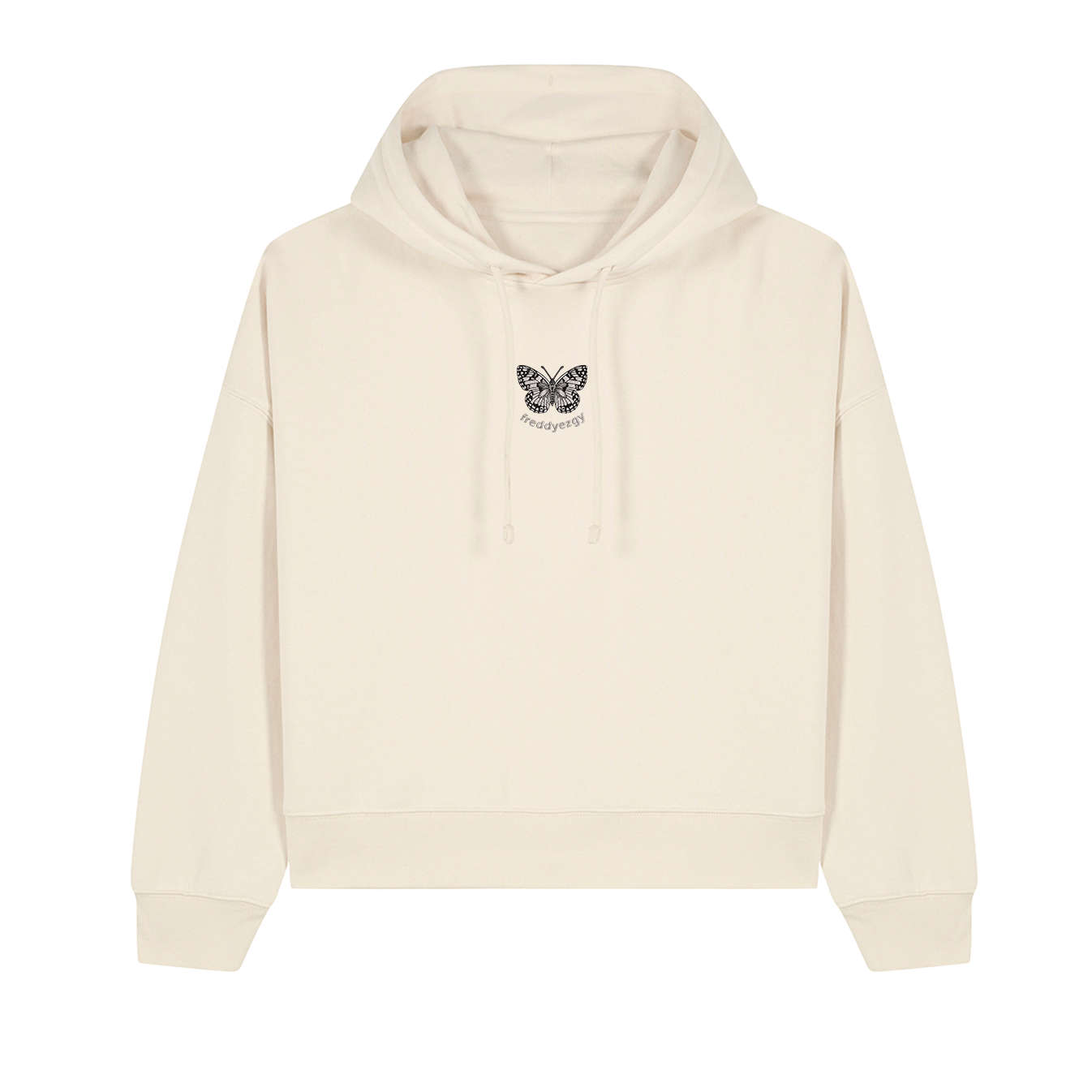 Marbled White Butterfly Cropped Hoodie - Butterfly - Unisex Relaxed Fit