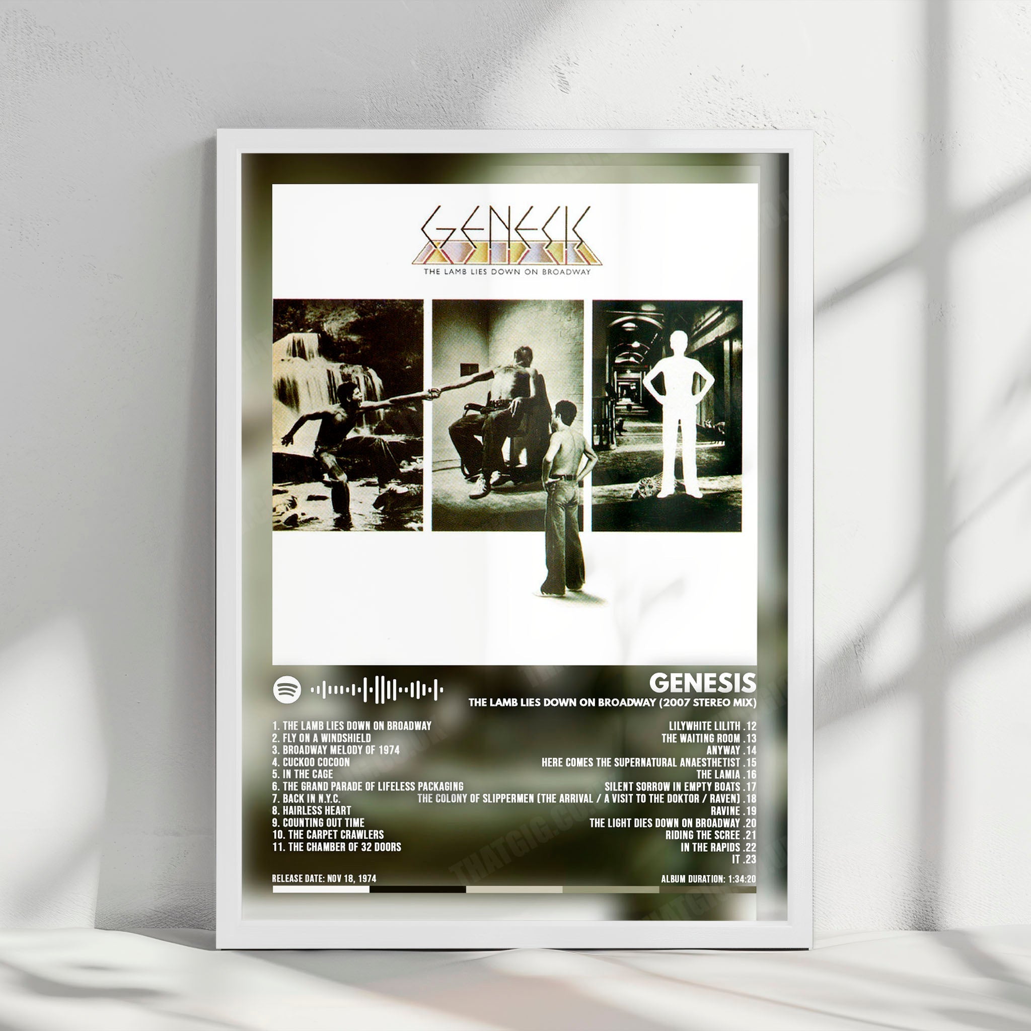 Genesis "The Lamb Lies Down on Broadway  " Album Cover Poster - with Complete Tracklist