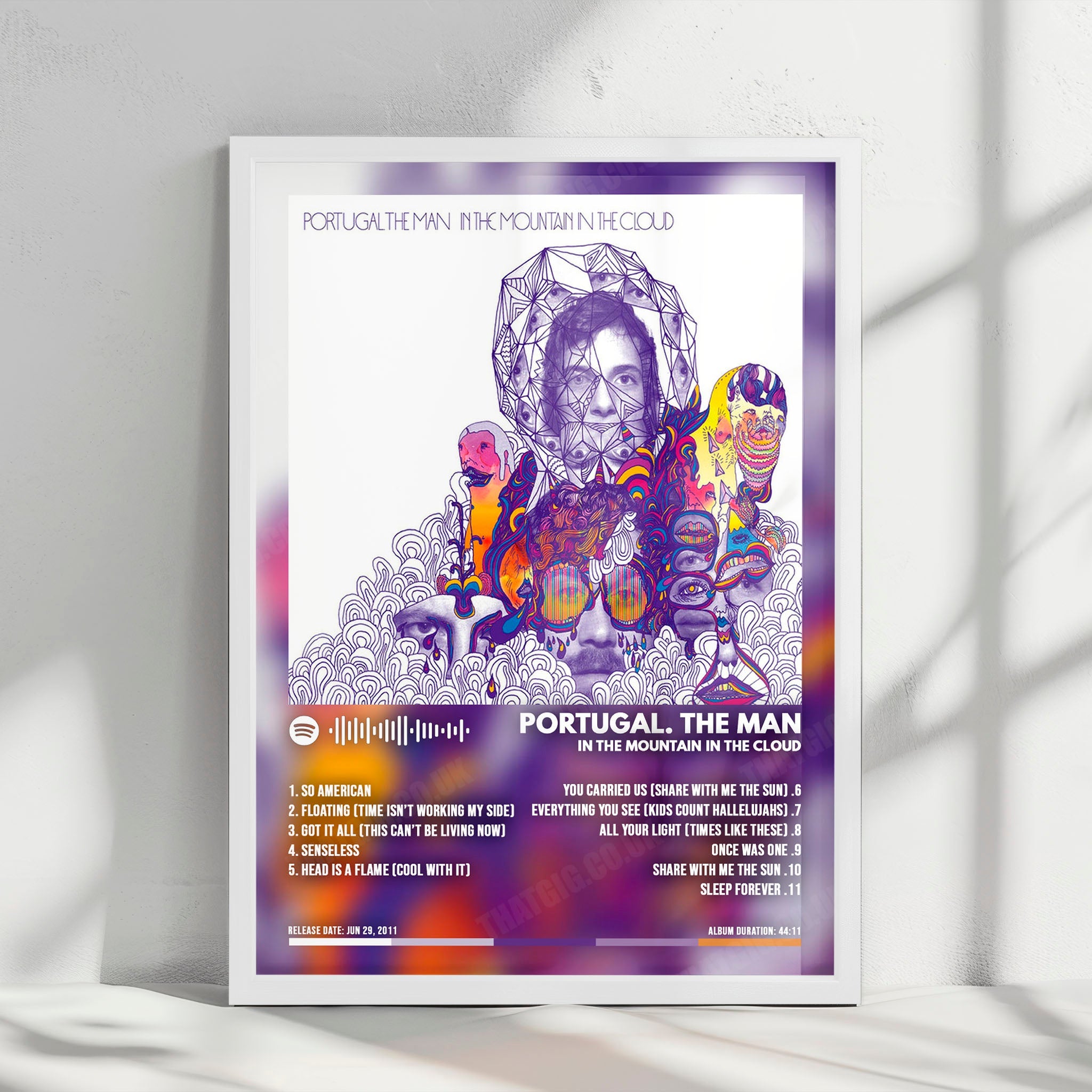 Portugal. The Man "In the Mountain in the Cloud" Album Cover Poster - with Complete Tracklist