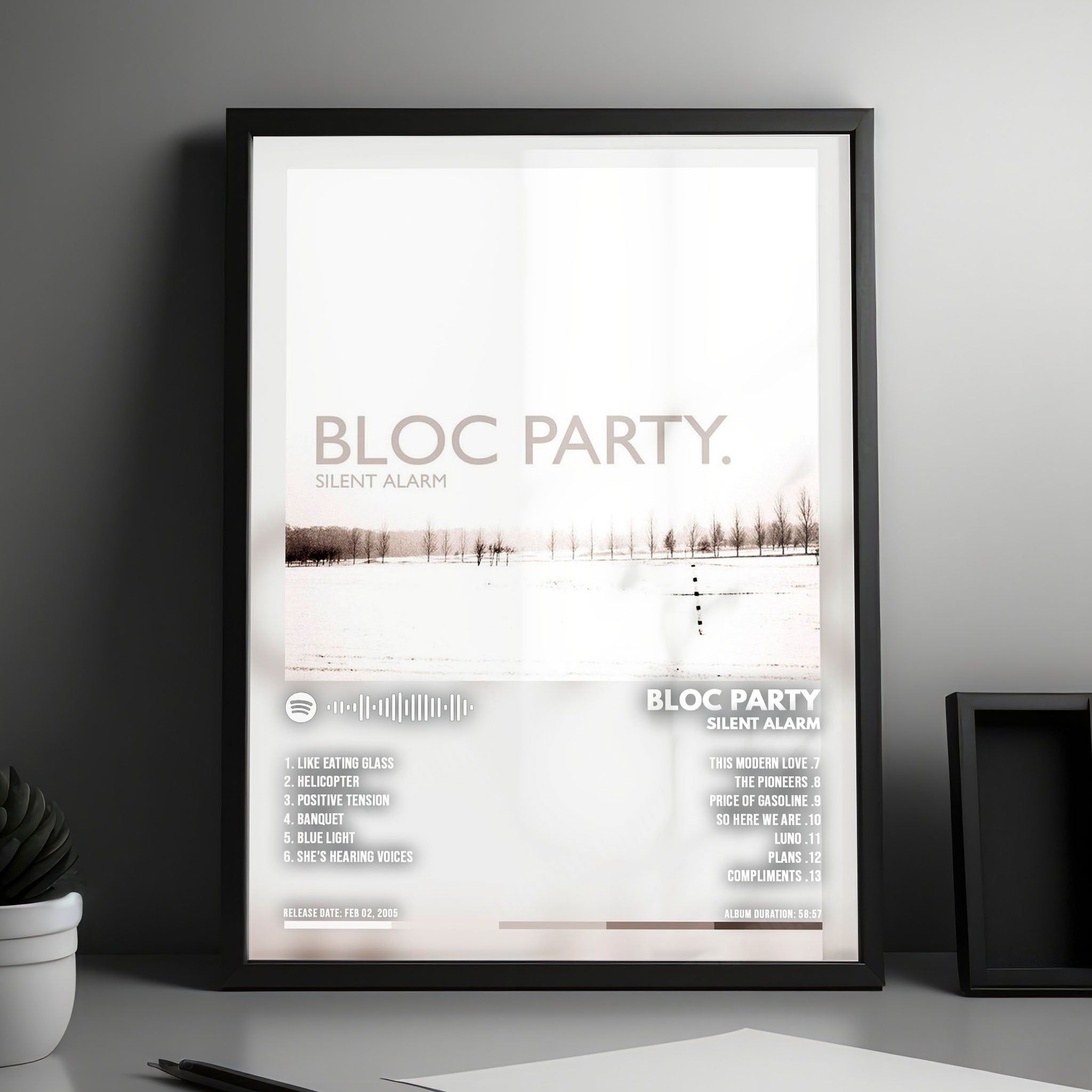 Bloc Party "Silent Alarm" Album Cover Poster - with Complete Tracklist