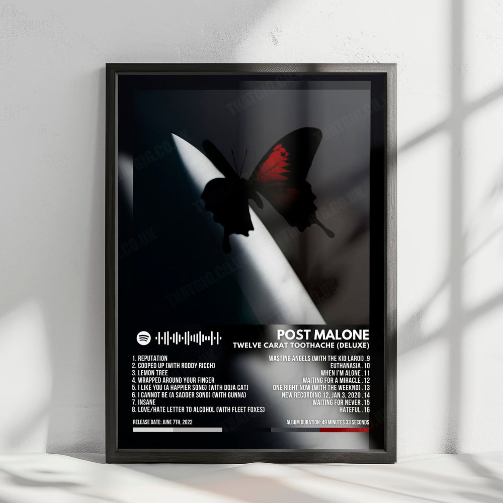 Post Malone "Twelve Carat Toothache (Deluxe)" Album Cover Poster - with Complete Tracklist