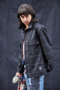 Wool Workshirt in Black Window Pane