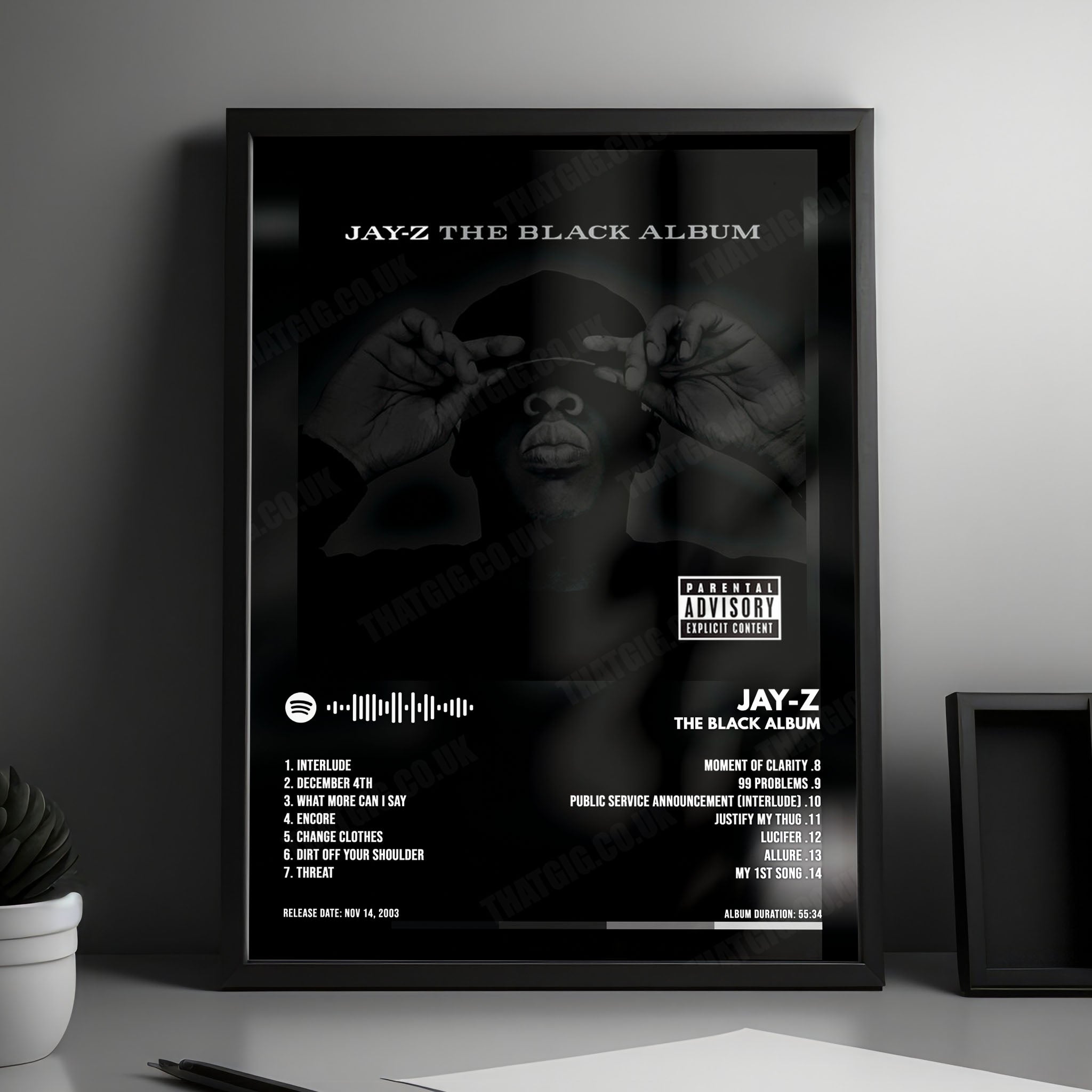 Jay-Z "The Black Album" Album Cover Poster - with Complete Tracklist