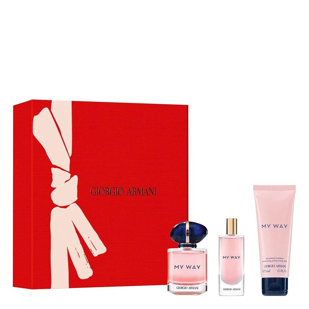 Giorgio Armani My Way gift Set for Women 50ml EDP Spray + 15ml mini EDP Spray + 75ml Body Lotion