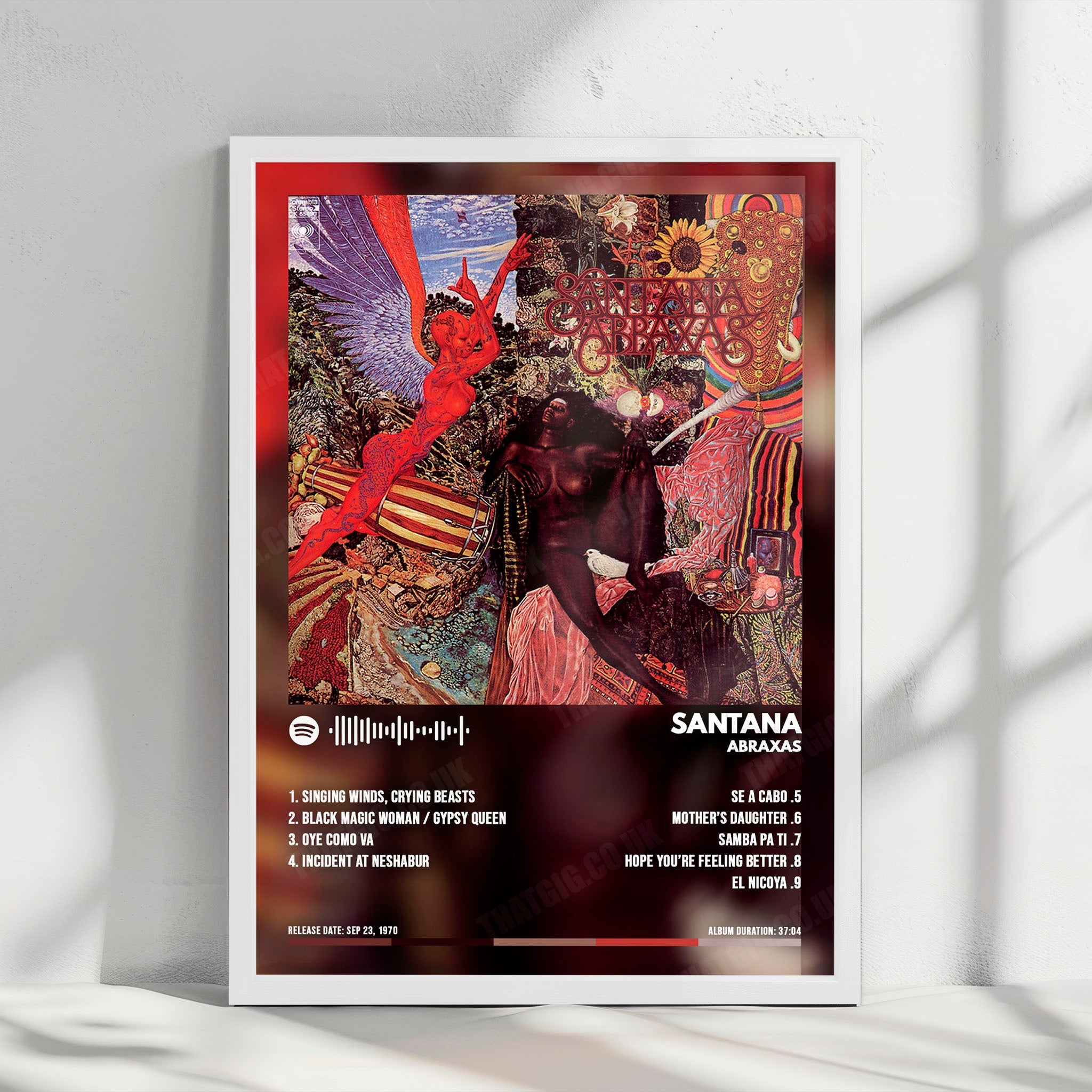 Santana "Abraxas  " Album Cover Poster - with Complete Tracklist