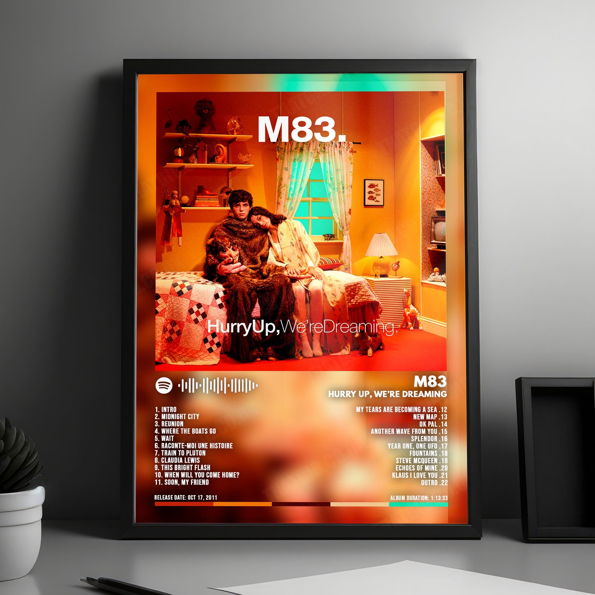 M83 "Hurry Up, We're Dreaming" Album Cover Poster - with Complete Tracklist