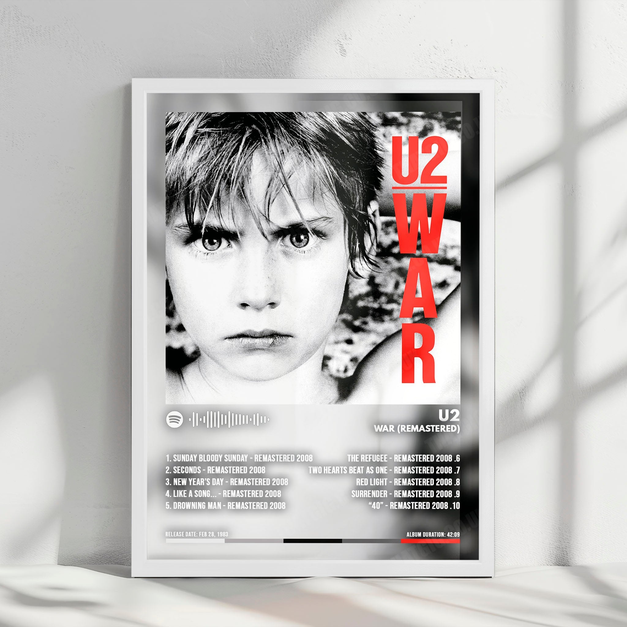 U2 "War" Album Cover Poster - with Complete Tracklist