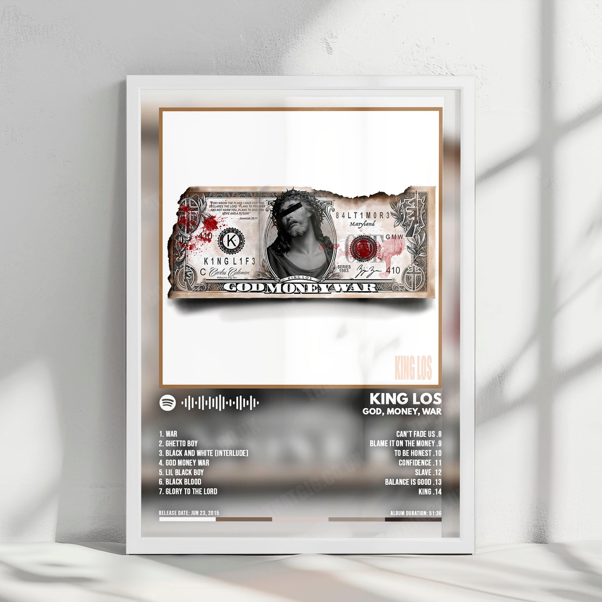 King Los "God" Album Cover Poster - with Complete Tracklist