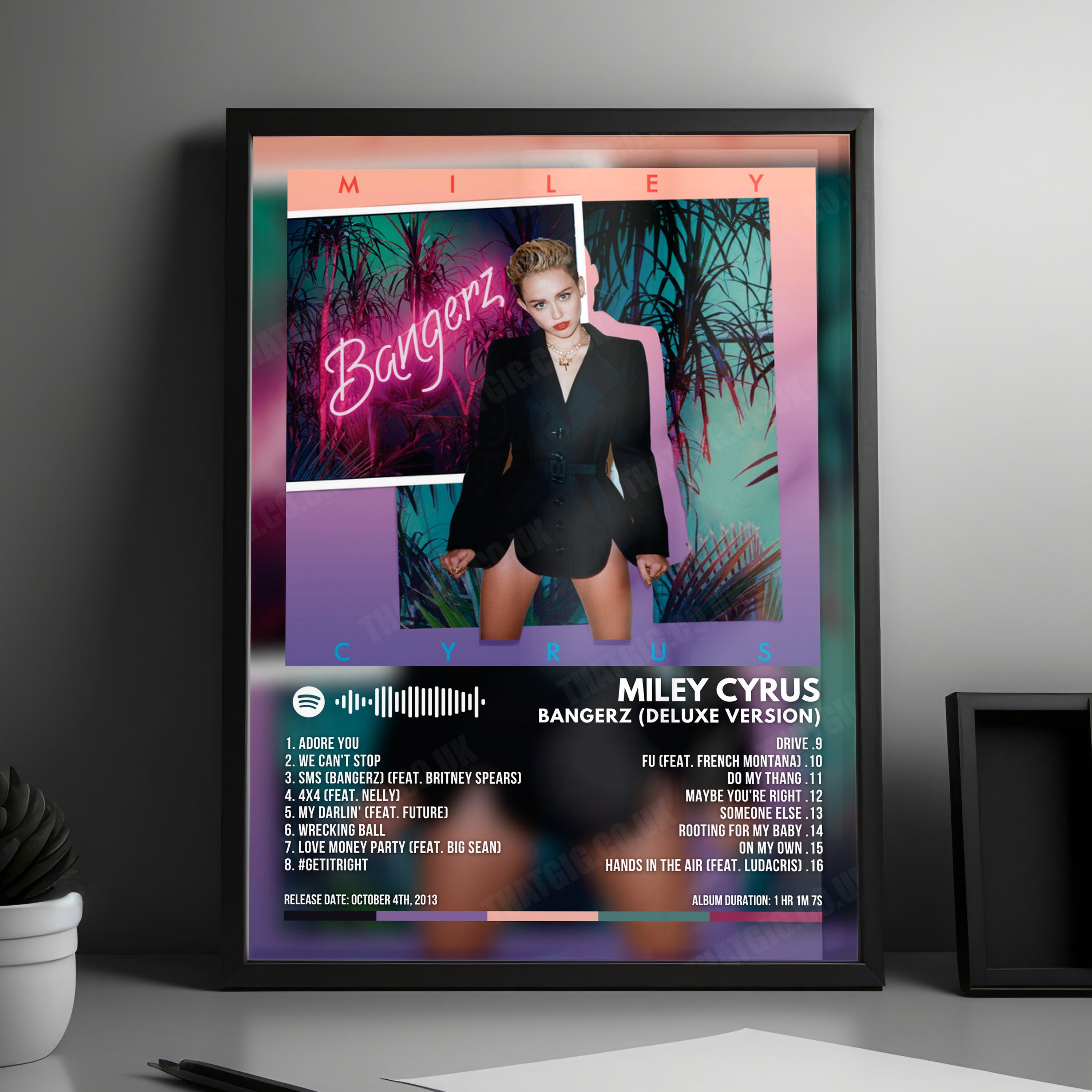 Miley Cyrus "Bangerz (Deluxe Version)" Album Cover Poster - with Complete Tracklist