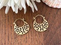 Celeste Cutout Mini Hoops - Lightweight Brass Hoops with Floral Cut-Pattern.