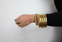 Beaded Orb Adjustable Brass/Sliver Cuff - Textured golden cuff with polished brass beads, crafted for a modern ethnic feel.
