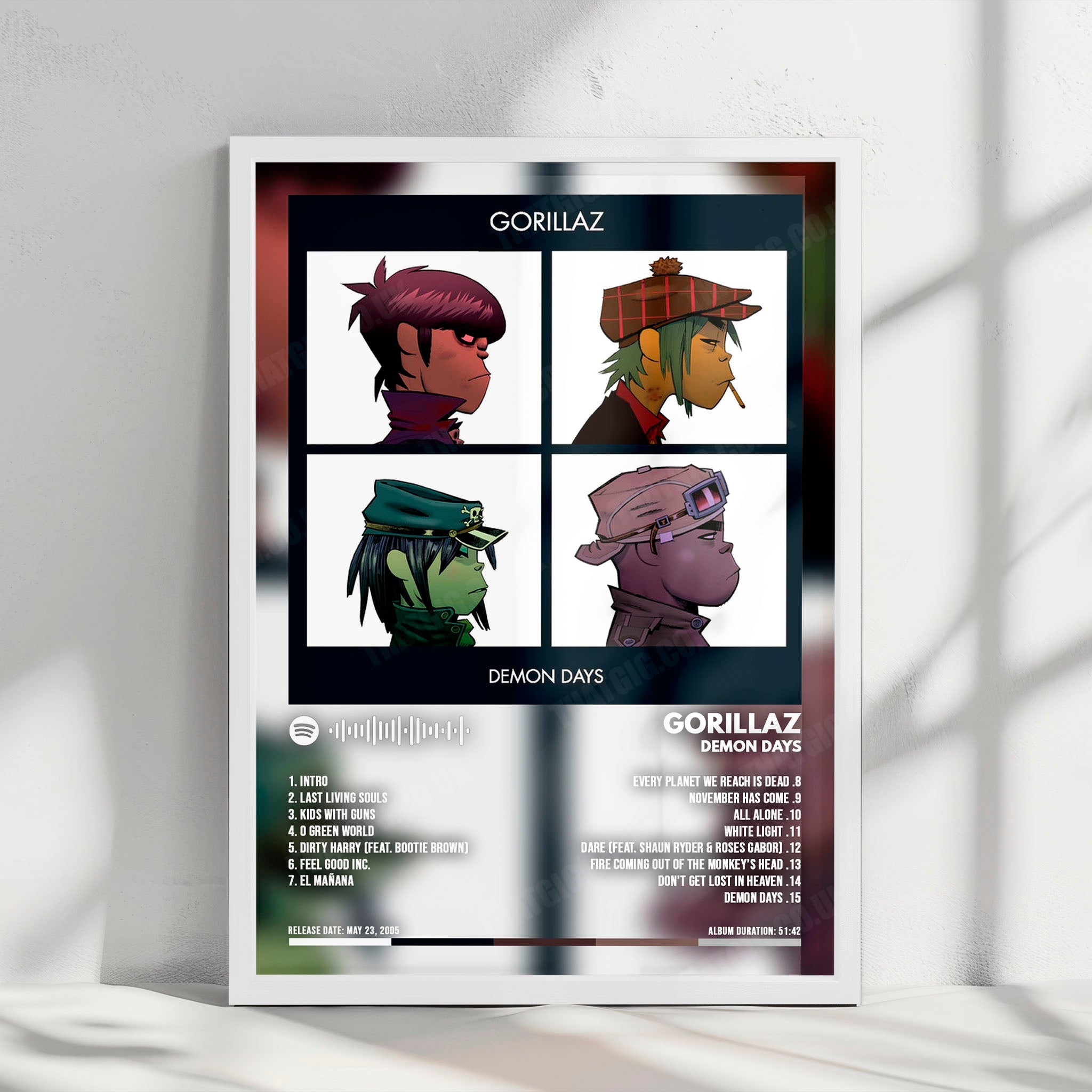 Gorillaz "Demon Days  " Album Cover Poster - with Complete Tracklist