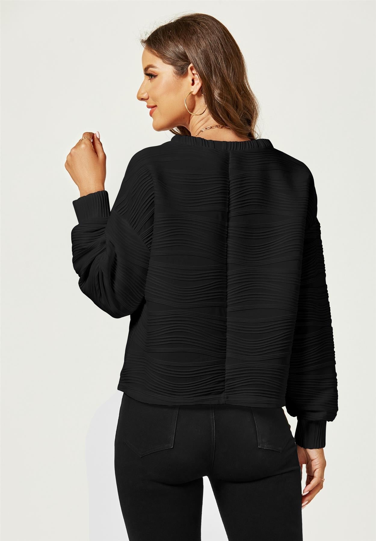 Textured Pattern Top In Black