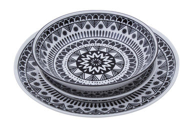 Maya 12 Piece Black And White Dinner Set