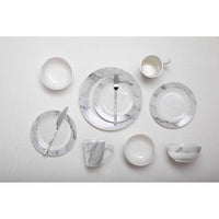Avie 16pc White And Grey Marble Effect Dinner Set