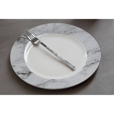 Avie 16 Piece White And Grey Marble Effect Dinner Set