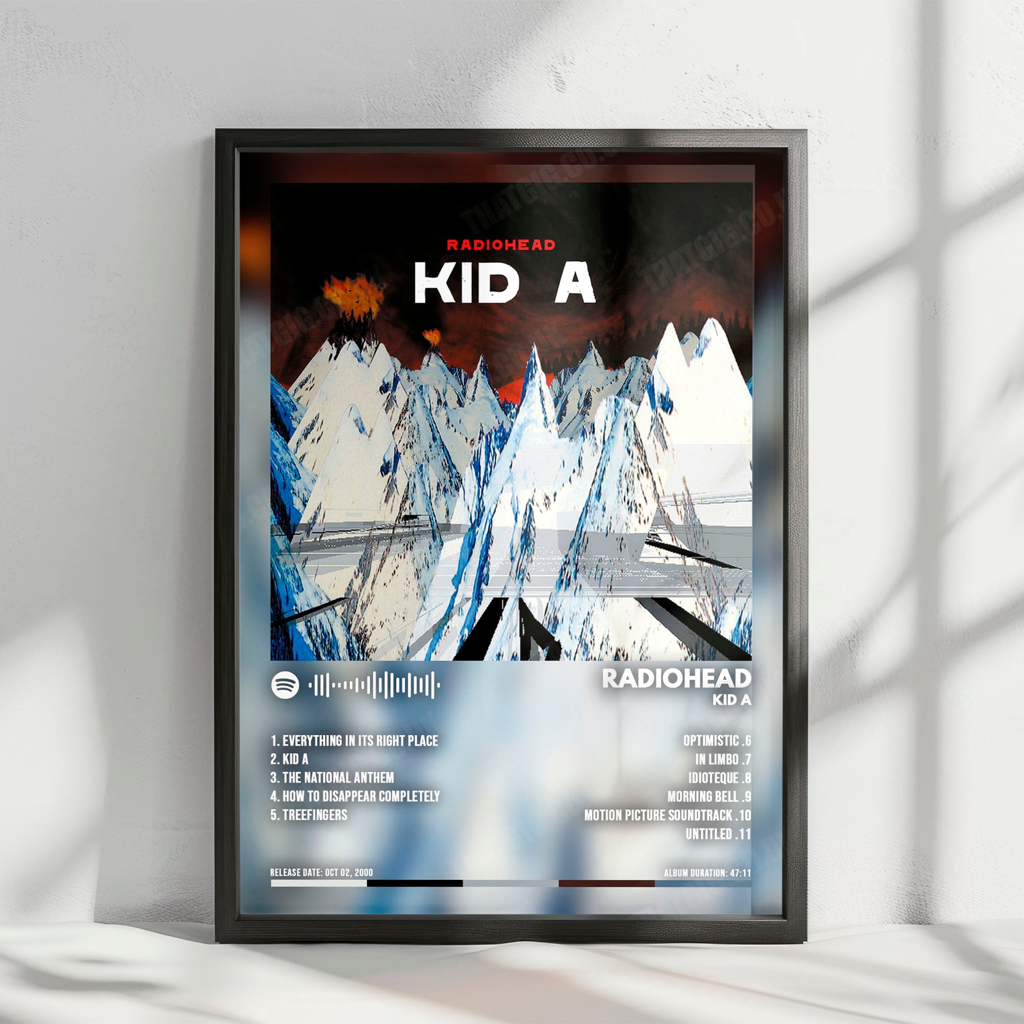 Radiohead "Kid A" Album Cover Poster - with Complete Tracklist