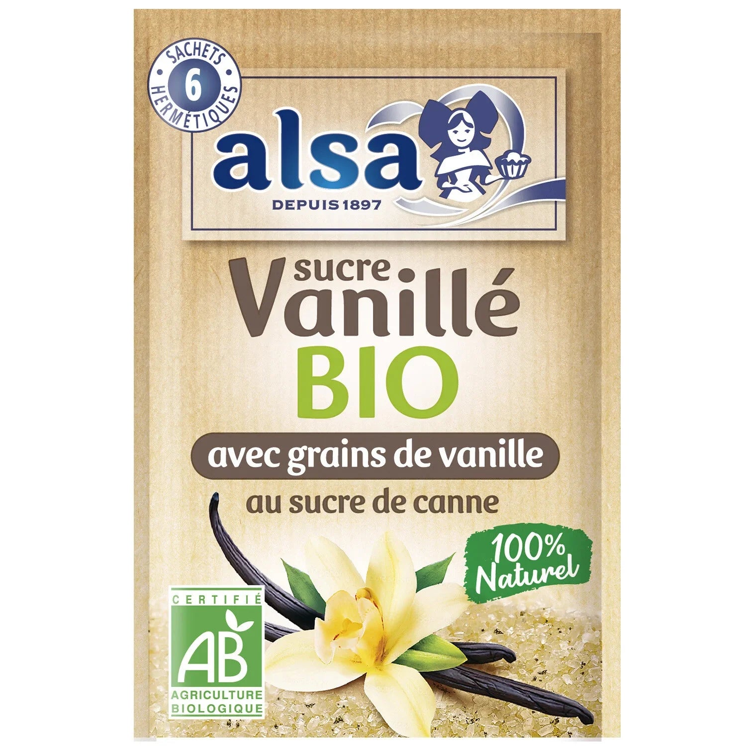 ALSA Sucre Vanille Bio 6 Sachets