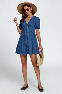 Denim Mini Dress In Blue