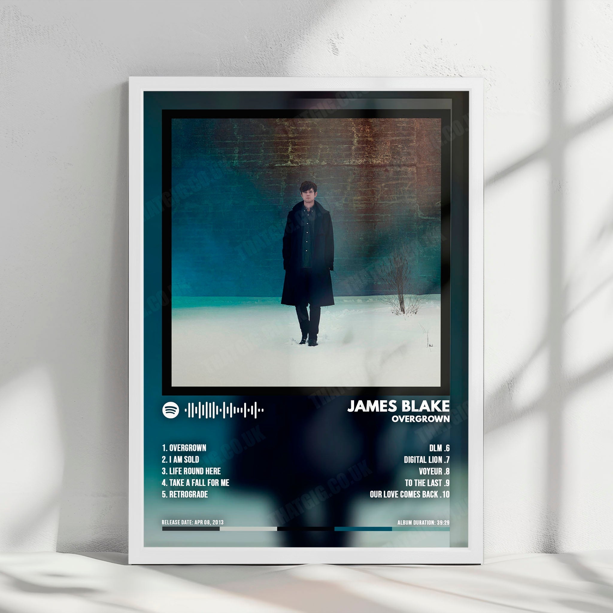 James Blake "Overgrown" Album Cover Poster - with Complete Tracklist