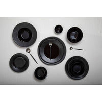 Avie 16 Piece Matte  Silver and Black Cutlery Set