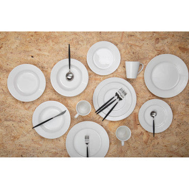 Avie 16 Piece Matte  Silver and Black Cutlery Set
