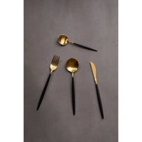 Avie 16 Piece  Black and Matte Gold Cutlery Set