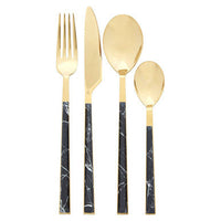 Avie 16 Piece Black Faux Marble Cutlery Set