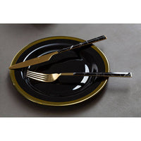 Avie 16 Piece Black Faux Marble Cutlery Set