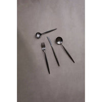 Modern Retro 16 Piece Matte Black Cutlery Set