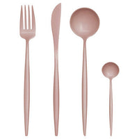 Avie 16 Piece Matte Pink Finish Cutlery Set