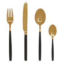 Avie 16 Pc Gold And Matte Black Finish Cutlery Set