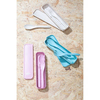 Mimo 3 Piece Mint Wheat Straw Travel Cutlery Set