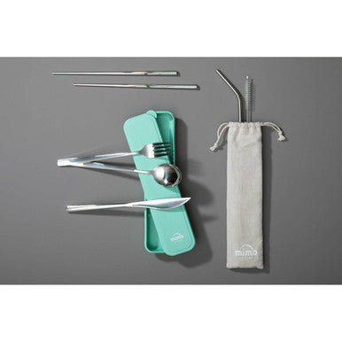 Mimo 6 Piece Silver Travel Cutlery Set with Case