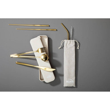 Mimo 6 Piece Gold Travel Cutlery Set with Case