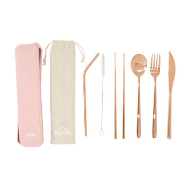 Mimo 6 Piece Rose Gold Travel Cutlery Set with Case
