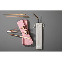 Mimo 6 Piece Rose Gold Travel Cutlery Set with Case