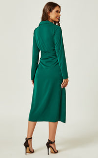 Shirt Midi Wrap Dress In Green