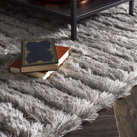 Carved Glamour Silver Grey Shaggy Rug
