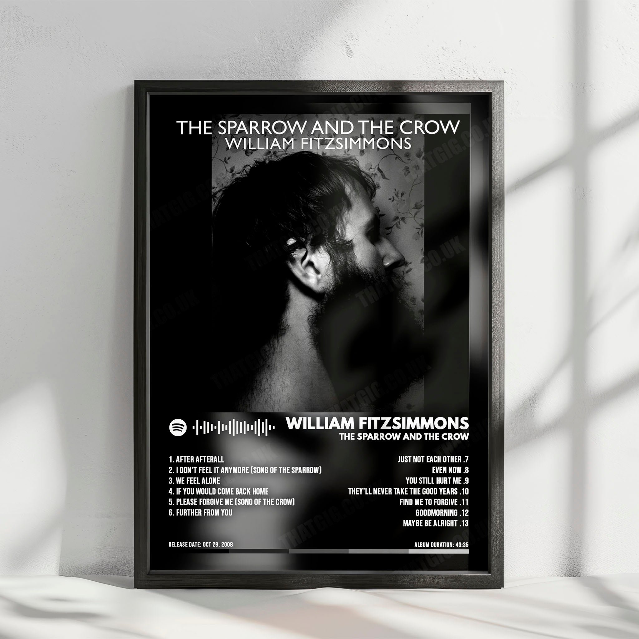 William Fitzsimmons "The Sparrow and the Crow" Album Cover Poster - with Complete Tracklist