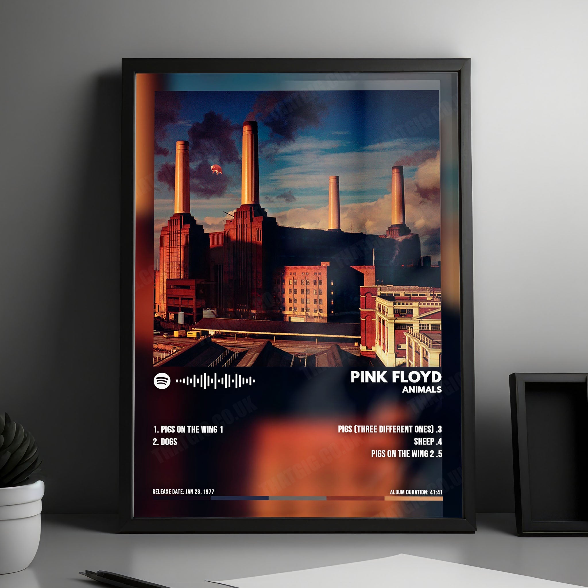 Pink Floyd "Animals  " Album Cover Poster - with Complete Tracklist