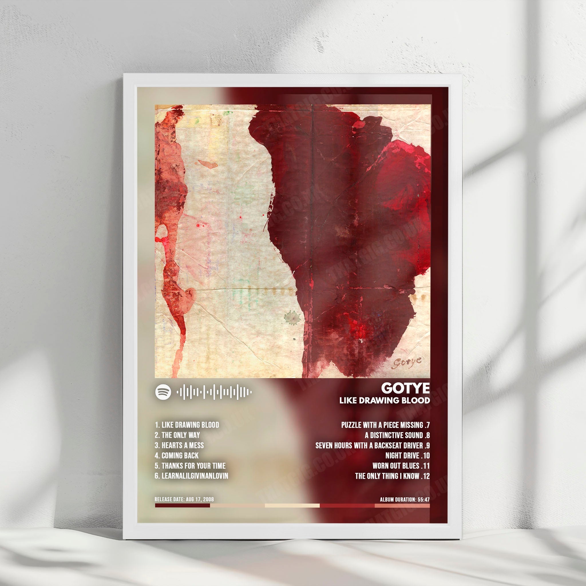 Gotye "Like Drawing Blood" Album Cover Poster - with Complete Tracklist