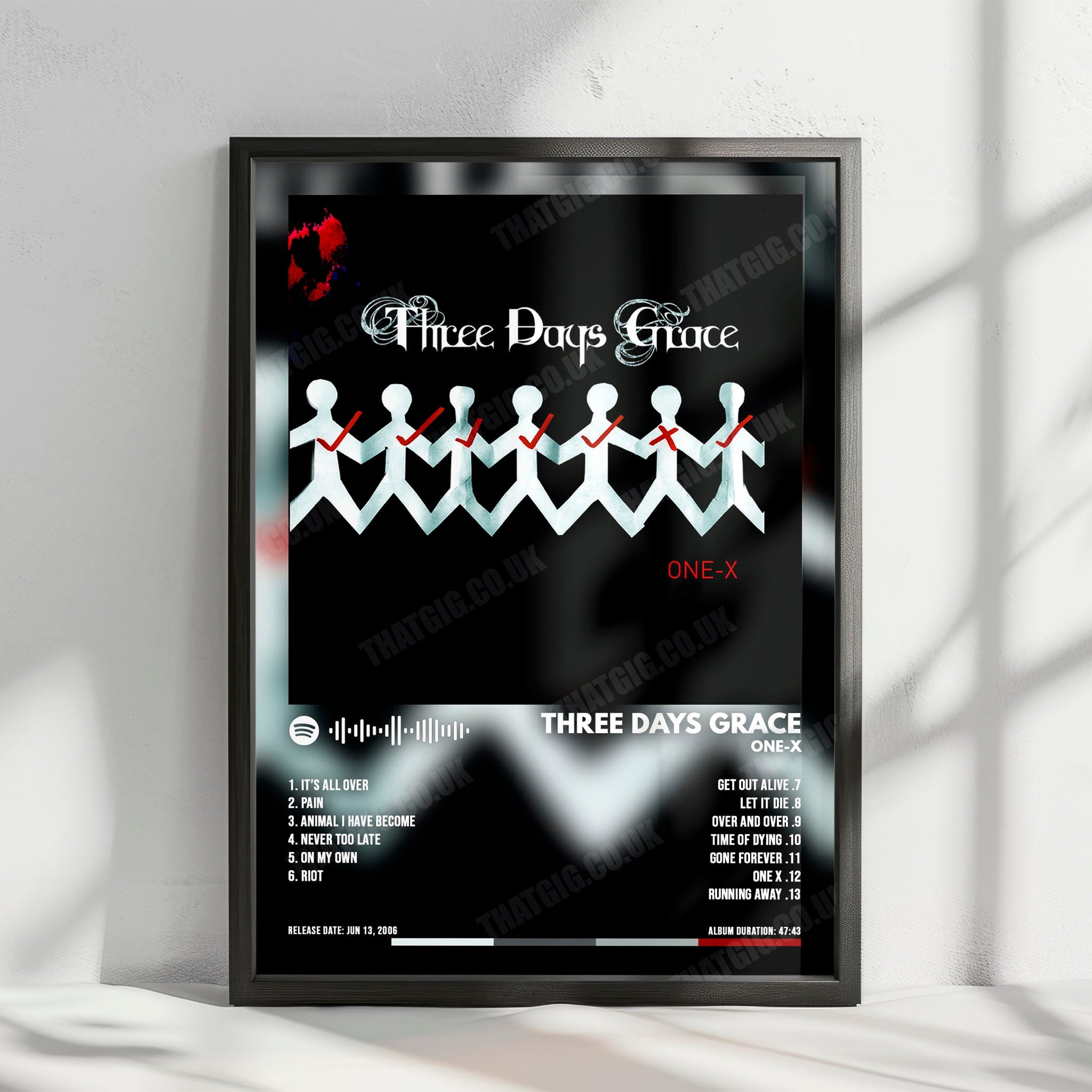 Three Days Grace "One-X" Album Cover Poster - with Complete Tracklist
