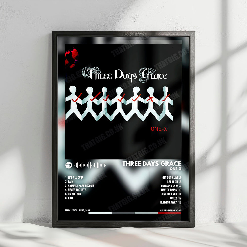 Three Days Grace "One-X" Album Cover Poster - with Complete Tracklist