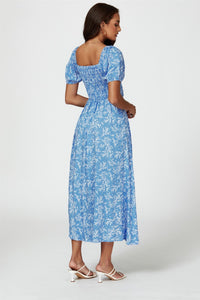 Floral Print Maxi Dress In Blue