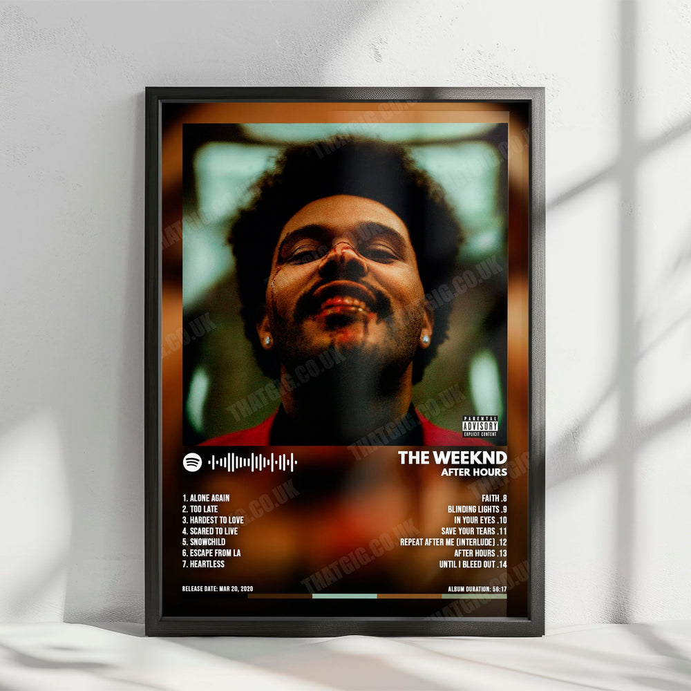 The Weeknd "After Hours" Album Cover Poster - with Complete Tracklist