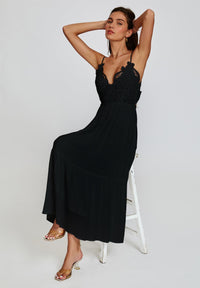 Lace Top Maxi Dress In Black
