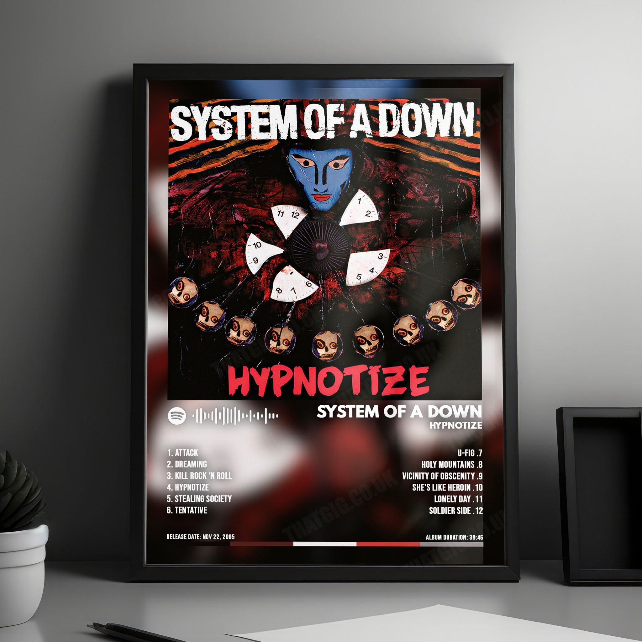 System of a Down "Hypnotize  " Album Cover Poster - with Complete Tracklist
